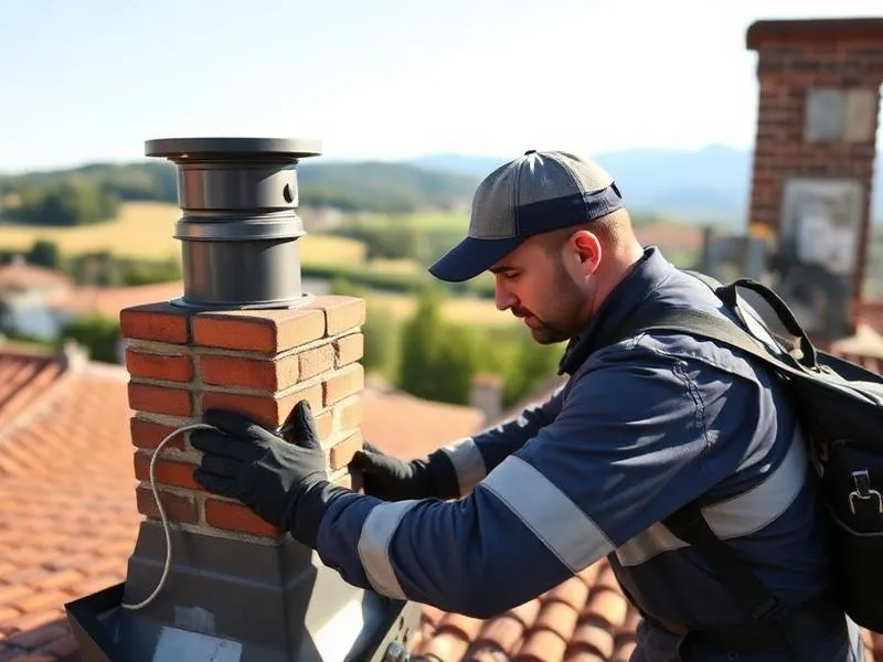 Tecnico durante pulizia professionale di stufa a pellet
